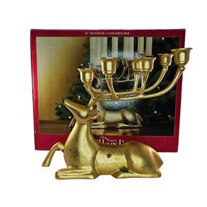 Gold Reindeer Candleholder 12" Dillards Trimmings Metal Candelabra